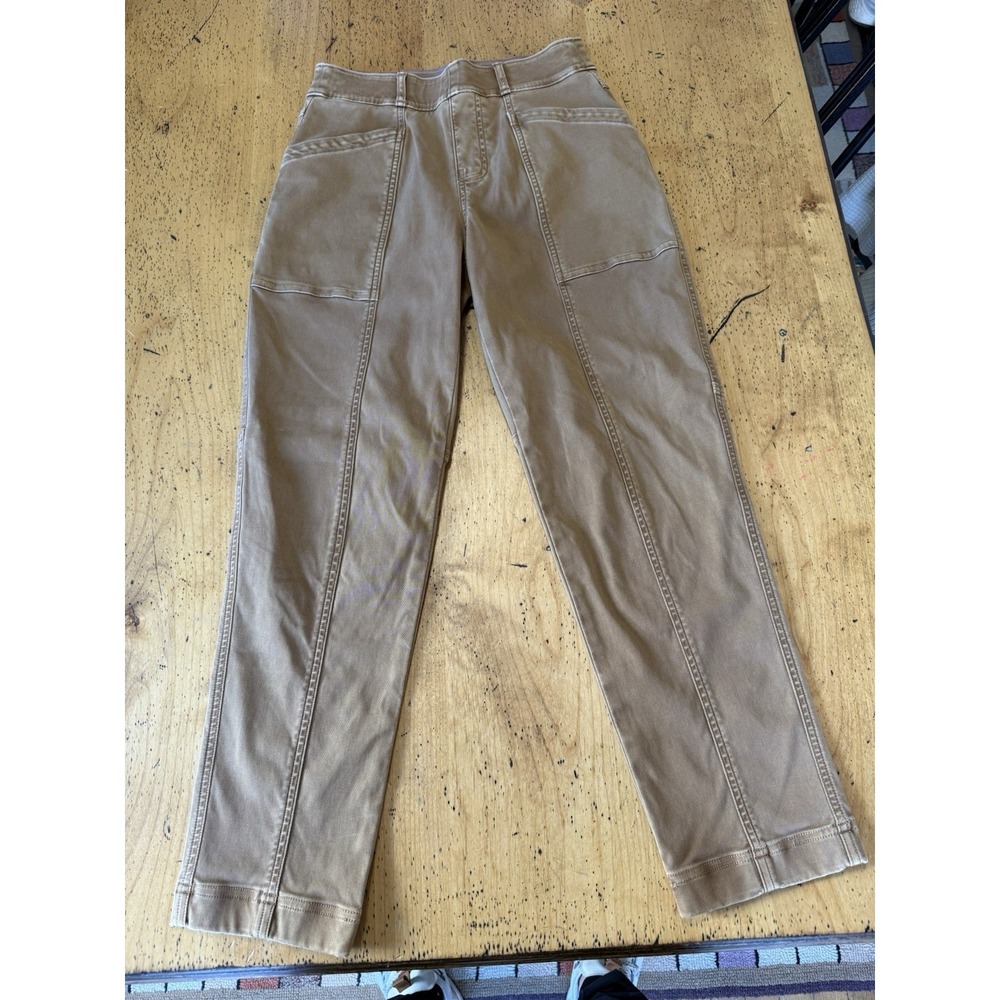 SPANX Pants Women's Small Tan ‎ Brown Stretch Twill Straight Leg